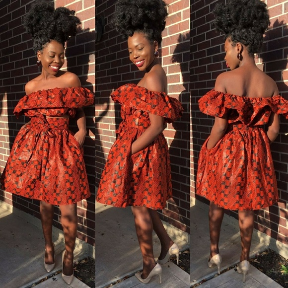 African print women 2pcs set of top and skirt - Picture 3 of 5